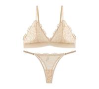 AMateschitz Ensemble soutien-gorge et string en dentelle sexy pour femme - Sans armatures - Soutien-gorge - Sous-vêtements triangle - Lingerie sexy avec string - Nuisette - Lingerie spaghetti -