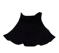 AMateschitz Faux col roulé écharpe pour femme tricotée faux col en dentelle ondulée pour femme Style à col roulé amovible Chauffe-cou Insert de col, Noir , taille unique