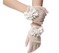 AMateschitz Gants en maille avec nœud pour fille - Gants courts en dentelle - Gants courts et élégants - Gants de princesse pour mariage, banquet, thé