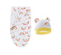 AMateschitz Gigoteuse pour bébé avec bonnet - Gigoteuse d'emmaillotage avec bonnet Mickey - Couverture d'emmaillotage pour nouveau-né - Couverture en jersey Slouch Beanie Infant 0-6 mois, Arc-en-ciel,