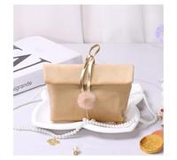 AMateschitz Lot de 10 petits sacs cadeaux de mariage avec perles et pompons en tissu - Petit sac en velours - Sacs cadeaux de mariage - Sacs à bonbons - Champagne