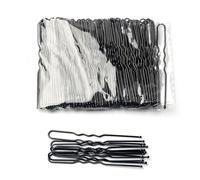 AMateschitz Lot de 100 épingles à cheveux en métal ondulé en forme de U - Pinces à cheveux ondulées - Pinces à cheveux françaises pour femmes et filles - Noir - 5 cm