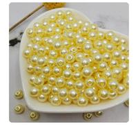 AMateschitz Lot de 200 perles rondes en plastique assorties avec trou - Perles en vrac multicolores - Perles artificielles ABS - Perles décoratives pour bricolage bijoux, collier, bracelets - Jaune #2