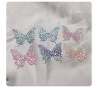 AMateschitz Lot de 30 écussons brodés papillon à paillettes pour t-shirts, jeans, vêtements, sacs, couleurs mélangées