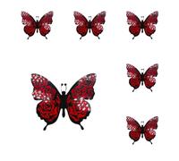 AMateschitz Lot de 6 autocollants muraux 3D papillons décoratifs 3D - Paillettes - Autocollants papillon - Autocollants muraux - Amovibles - Pour la maison et la chambre à coucher - Rouge #1