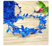 AMateschitz Ruban cadeau de 5 m de large - 2,5 cm de large - Avec feuilles de vignes artificielles - Guirlande de vignes artificielles - Feuilles de lierre - Ruban décoratif pour fête - Bleu roi