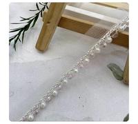 AMateschitz Ruban en dentelle perlée - 4 mm de large - Broderie - Perles - Bordure décorative en dentelle tressée - Bordure décorative pour bricolage, couture, artisanat, rose - 3 yard