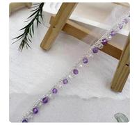 AMateschitz Ruban en dentelle perlée - 4 mm de large - Broderie - Perles - Bordure décorative en dentelle tressée - Bordure décorative pour bricolage, couture, artisanat, violet #2 5 yard
