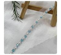 AMateschitz Ruban en dentelle perlée - 4 mm de large - Broderie - Perles - Bordure décorative en dentelle tressée - Bordure décorative pour bricolage, couture, artisanat, bleu - 3 m