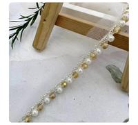 AMateschitz Ruban en dentelle perlée - 4 mm de large - Broderie - Perles - Bordure décorative en dentelle tressée - Bordure décorative pour bricolage, couture, artisanat, orange - 1,8 m