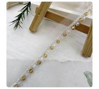 AMateschitz Ruban en dentelle perlée - 4 mm de large - Broderie - Perles - Bordure décorative en dentelle tressée - Bordure décorative pour bricolage, couture, artisanat, jaune - 3 m