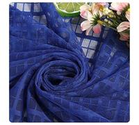 AMateschitz Tissu en organza - 150 cm de large - Tissu en tulle avec carré - Ruban décoratif - Vendu au mètre - Pour vêtements, rideaux, nappes, mariage - Bleu foncé - 500 cm