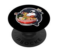 Amateur d'art animé Japonais avec Une Baleine Orque Mangeant des Nouilles Ramen PopSockets PopGrip Adhésif