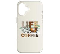 Amateur de café Mignon Disant Que la Vie Commence après Le Coque pour iPhone 16