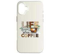 Amateur de café Mignon Disant Que la Vie Commence après Le Coque pour iPhone 16 Plus
