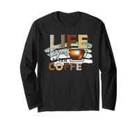 Amateur de café Mignon Disant Que la Vie Commence après Le Manche Longue