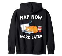 Amateur de café pour Ordinateur Portable Nap Now Work Later Cat Sweat à Capuche