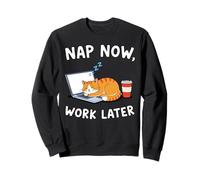 Amateur de café pour Ordinateur Portable Nap Now Work Later Cat Sweatshirt