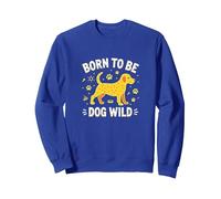 Amateur de Chiots Born to Be Dog Wild Paw Print Sweatshirt, Unisexe pour Adultes, Bleu Royal, M