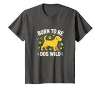 Amateur de Chiots Born to Be Dog Wild Paw Print T-Shirt, Enfant, Asphalte, 2 Ans
