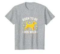 Amateur de Chiots Born to Be Dog Wild Paw Print T-Shirt, Enfant, Gris Chiné, 2 Ans