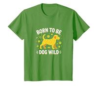 Amateur de Chiots Born to Be Dog Wild Paw Print T-Shirt, Enfant, Herbe, 2 Ans