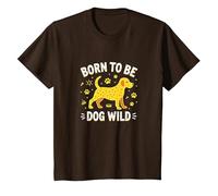 Amateur de Chiots Born to Be Dog Wild Paw Print T-Shirt, Enfant, Marron, 2 Ans