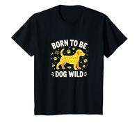 Amateur de Chiots Born to Be Dog Wild Paw Print T-Shirt, Enfant, Noir, 2 Ans