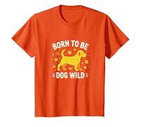 Amateur de Chiots Born to Be Dog Wild Paw Print T-Shirt, Enfant, Orange, 2 Ans