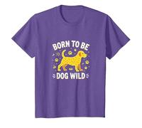 Amateur de Chiots Born to Be Dog Wild Paw Print T-Shirt, Enfant, Violet chiné, 2 Ans