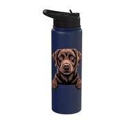 Amateur de chiots Labrador Funny Peeking Pocket de Chocolate Lab Stainless Steel Insulated Water Bottle