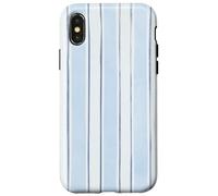 Amateur de couleurs aquarelle à rayures bleu glacial et ardoise Coque pour iPhone X/XS