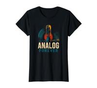 Amateur de disques vinyles rétro analogique Forever d4 T-Shirt Graphique avec Valeur, Femme, Noir, M
