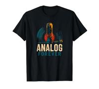 Amateur de disques vinyles rétro analogique Forever d4 T-Shirt Graphique avec Valeur, Homme, Noir, L