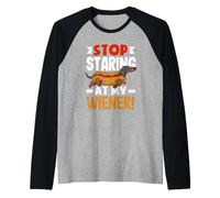 Amateur de Hot Dogs, arrête de Regarder ma Wiener Manche Raglan