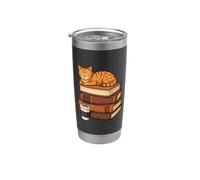 Amateur de lecture de café et de livres pour chat Gobelet isotherme en acier inoxydable double paroi
