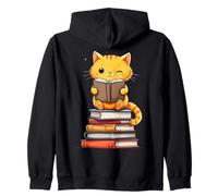 Amateur de Livres, Chat Mignon, fantaisiste, lisant Un Adorable ver de bibliothèque Sweat à Capuche