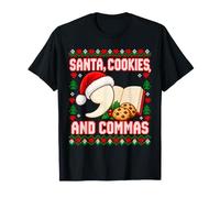 Amateur de Livres de Grammaire Oxford Comma Christmas Ugly Xmas T-Shirt