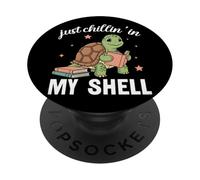 Amateur de Livres sur Les Tortues Just Chillin in My Shell PopSockets PopGrip Adhésif
