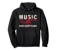Amateur de musique Retro Vintage Rock On Music Is My Happy Place Sweat à Capuche