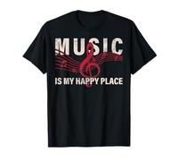 Amateur de musique Retro Vintage Rock On Music Is My Happy Place T-Shirt