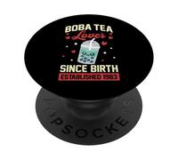 Amateur de thé Boba Depuis sa Naissance, fondé en 1983, Anniversaire de Boba PopSockets PopGrip Adhésif