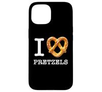 Amateurs de bretzels Uniques I Love Pretzels Texte Blanc Coque pour iPhone 15