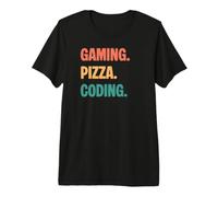 Amateurs de Codage de Pizza de Jeu Vintage T-Shirt Haut de Gamme
