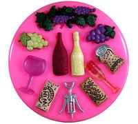 Amateurs de vin tire-bouchon champagne raisins en verre moule en silicone Moule pour décoration gâteau glaçage pour gâteau Sugarcraft outil de fées Blessings