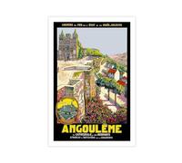 AMATWI Angoulême Sa Cathédrale Et Ses Remparts, France Poster de voyage vintage sur toile Décoration de chambre à coucher Paysage sportif Décoration de bureau Cadeau sans cadre 50 x 75 cm