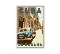 AMATWI Poster rétro sur toile de voyage Cuba Blues La Habana - Décoration murale pour salon, chambre à coucher - Style sans cadre - 30 x 45 cm