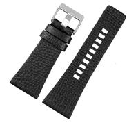 AMAUPCKCA 26MM 28MM 30MM 32MM for Bracelets de Montre Diesel Poignet for Hommes Bracelets de Montre de Grande Taille Police Noir Marron Bracelet en Cuir de Veau véritable(DS-1508 Black SK,26mm)