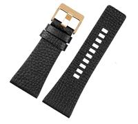AMAUPCKCA 26MM 28MM 30MM 32MM for Bracelets de Montre Diesel Poignet for Hommes Bracelets de Montre de Grande Taille Police Noir Marron Bracelet en Cuir de Veau véritable(DS-1508 Black RG,28mm)