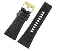 AMAUPCKCA 26MM 28MM 30MM 32MM for Bracelets de Montre Diesel Poignet for Hommes Bracelets de Montre de Grande Taille Police Noir Marron Bracelet en Cuir de Veau véritable(DS-1508 Black g,32mm)